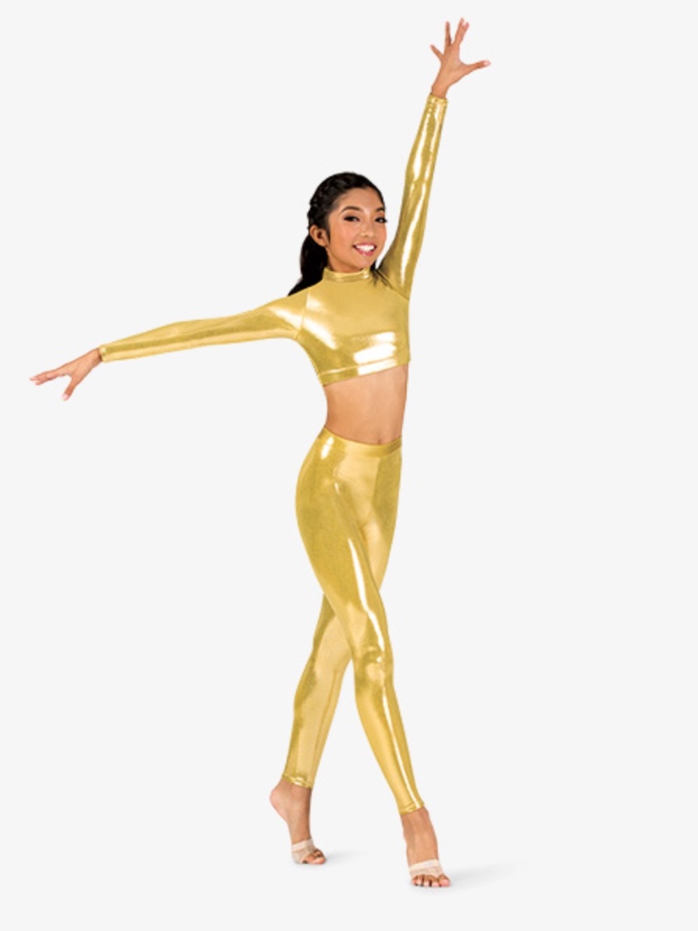 Double Platinum Gold Metallic Performance Leggings Pants Child LC Dance N7730C